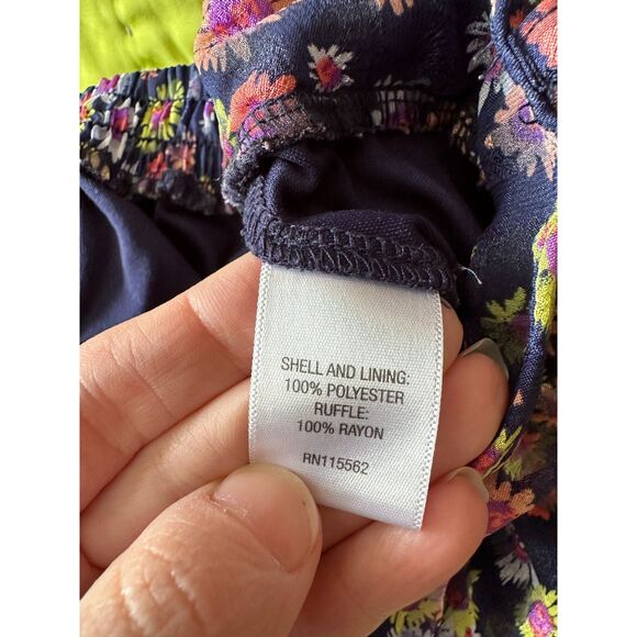 Disney D Signed Navy Blue Floral Print Lined Skirt Size S GUC - Picture 4 of 4